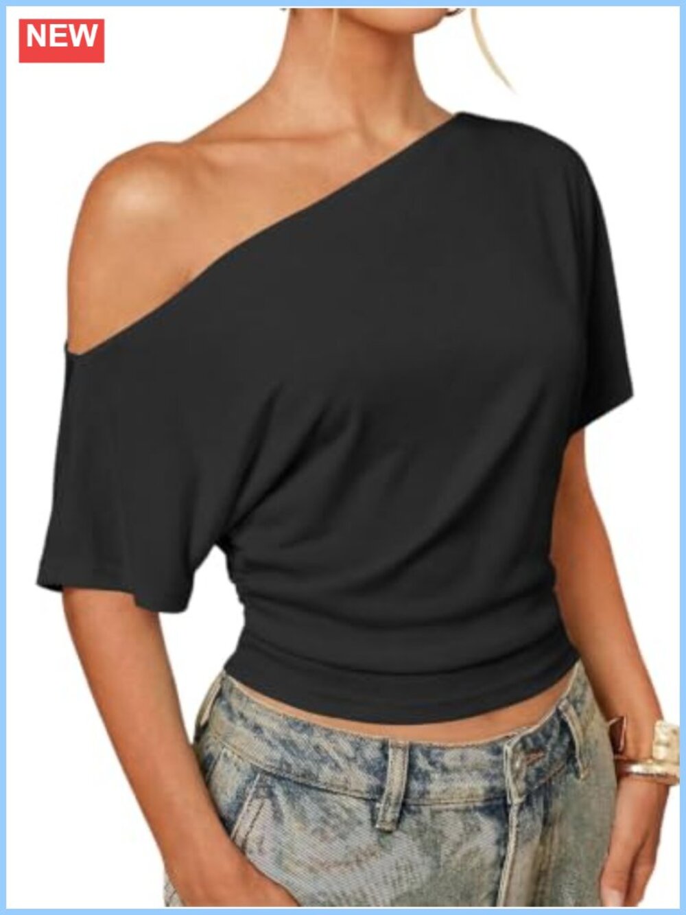 Off Shoulder Crop Top Short Sleeve Ruched Going Out T-Shirt